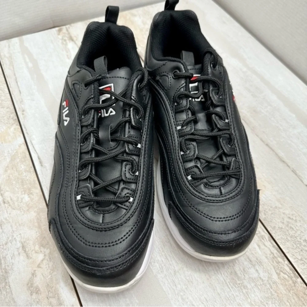Fila Womens Sz 9 Black Disarray Sneakers Lug Soles Runners Trainers Gym Shoes